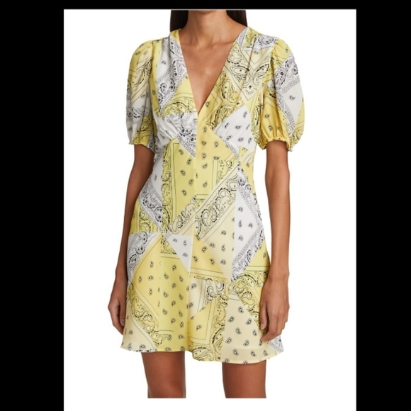 STAUD Patchwork Bandana Canary Mini Dress (Size 2) - Picture 2 of 4